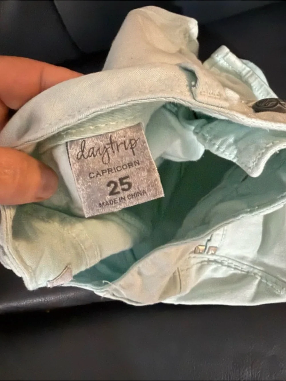 Daytrip Light Mint Women's Denim Shorts with Stud Accents